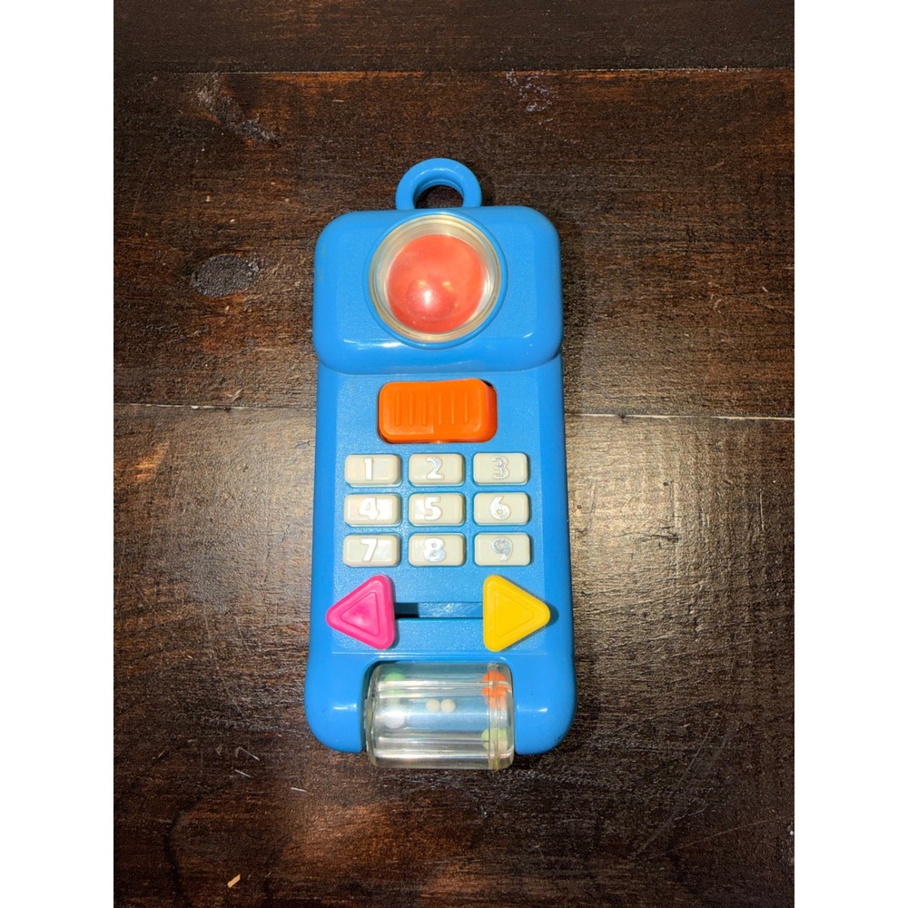 Vintage 1990 Shelcore Blue Toy Cell Phone Baby Toy Rattle Sensory Activity Toy